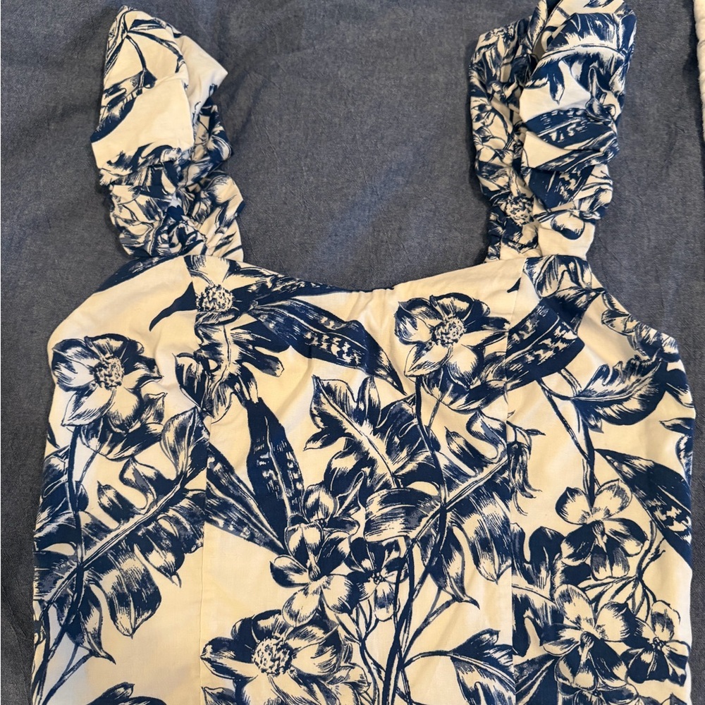 Abercrombie & Fitch Navy Floral Ruffle Blouse